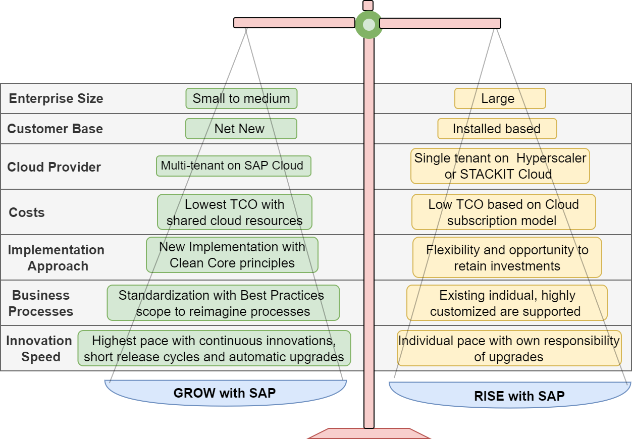 SAP S/4HANA GROW RISE Decision Criterias